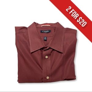 Chaps Maroon Long Sleeve Essentials Dress Shirt- 18 Neck 36-37